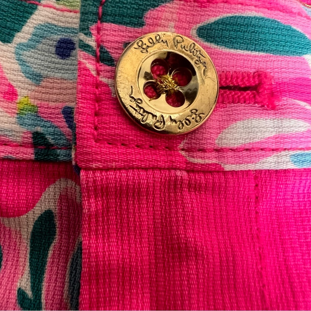 LILLY PULITZER Mini Callahan Girls Shorts Pink Toucan Can Sz 12 Adjustable Waist - Picture 9 of 9